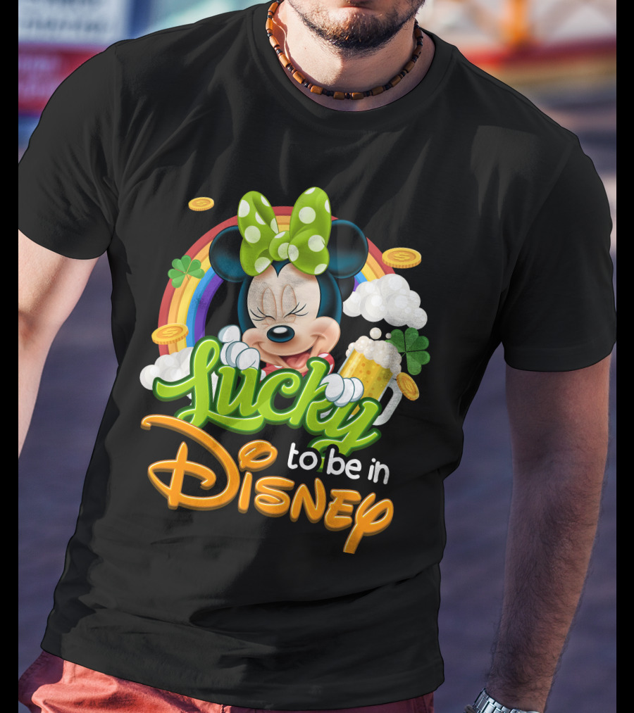 Lucky To Be In Disney Minnie Rainbow Coins T-Shirt