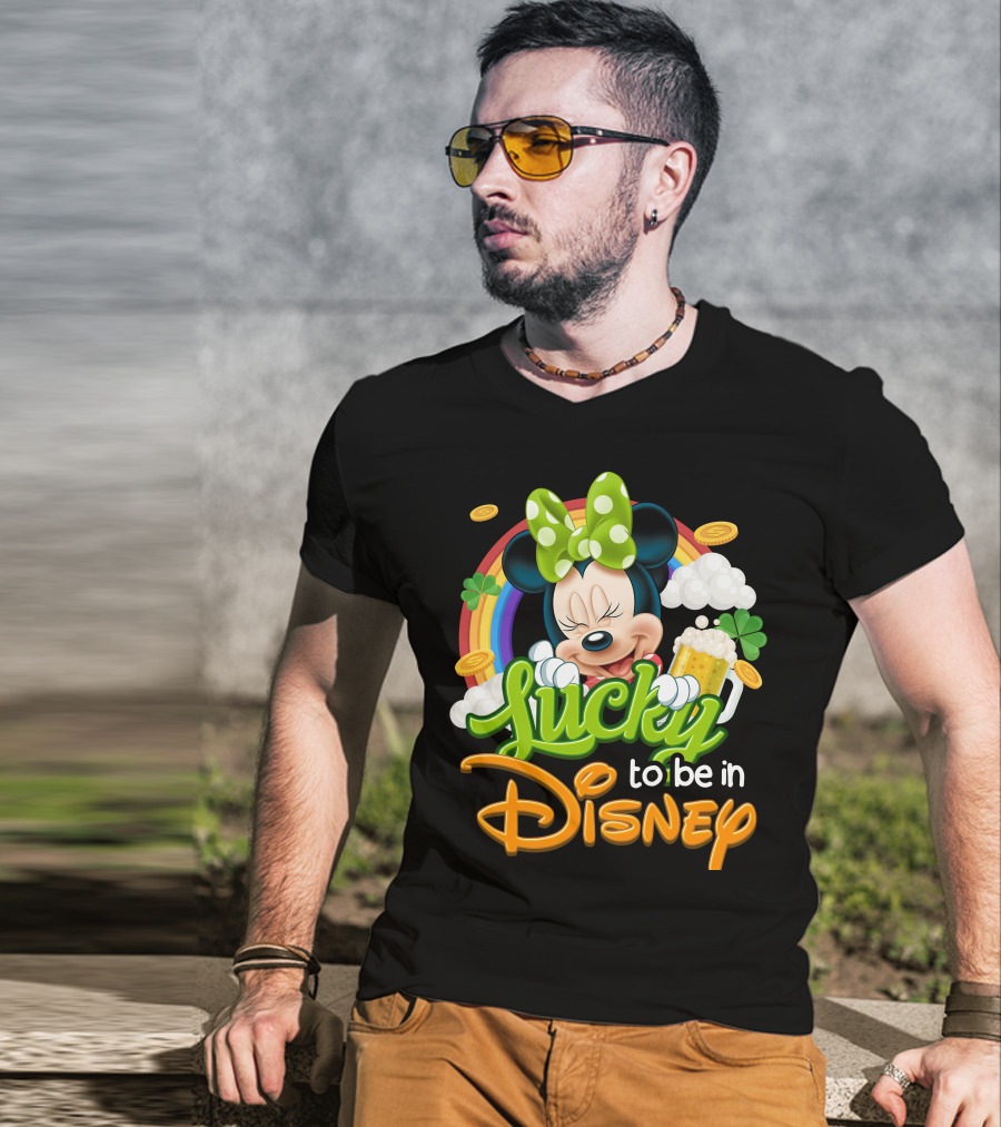 Lucky To Be In Disney Minnie Rainbow Coins T-Shirt
