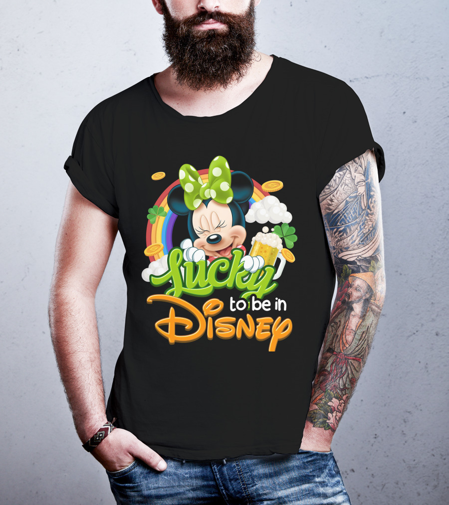 Lucky To Be In Disney Minnie Rainbow Coins T-Shirt