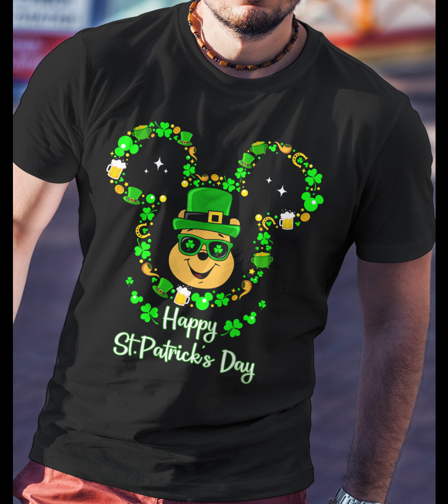 Happy St. Patrick's Day Pooh Mouse Ears T-Shirt