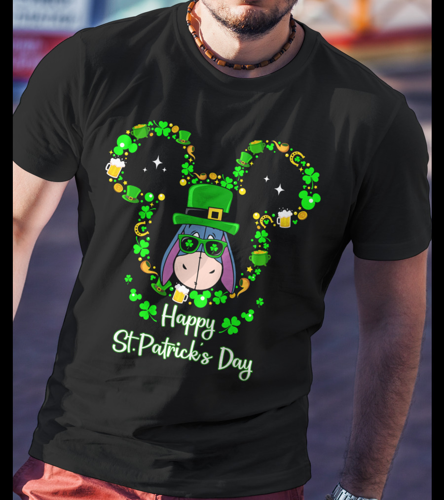 Eeyore Happy St. Patrick's Day Clover Hat T-Shirt