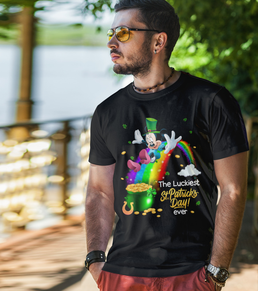 Minnie The Luckiest St. Patrick's Day Ever Rainbow Pot Of Gold T-Shirt