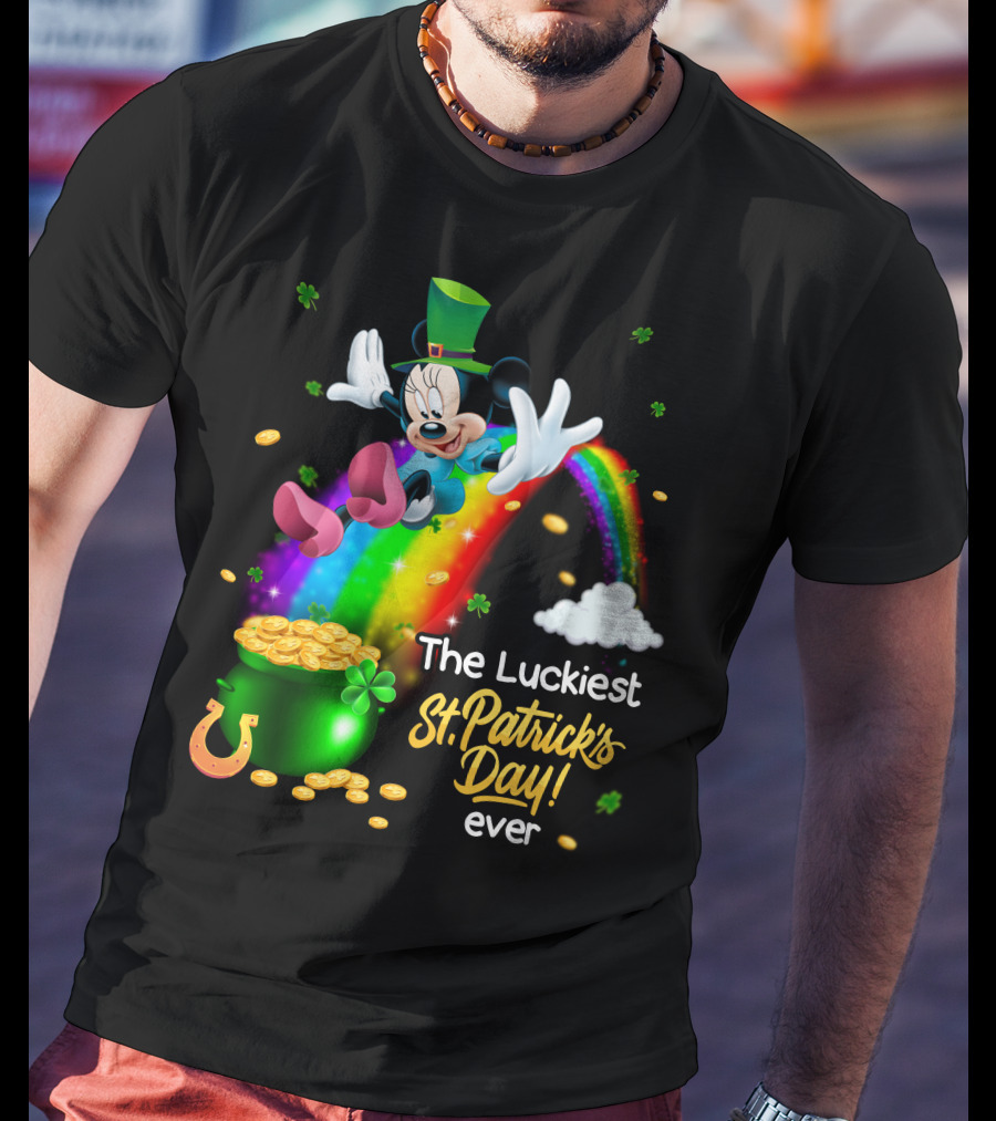 Minnie The Luckiest St. Patrick's Day Ever Rainbow Pot Of Gold T-Shirt