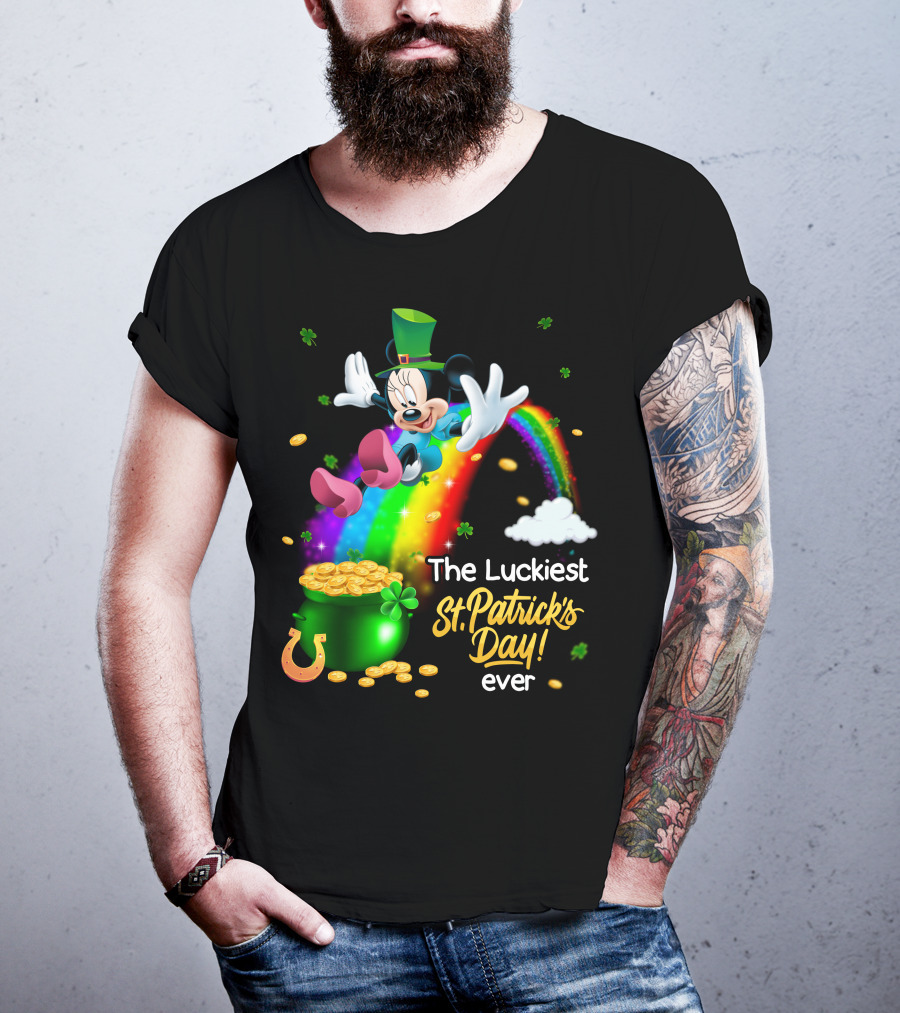 Minnie The Luckiest St. Patrick's Day Ever Rainbow Pot Of Gold T-Shirt