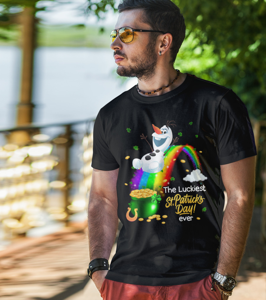 The Luckiest St. Patrick's Day Ever Olaf Rainbow Pot Of Gold T-Shirt