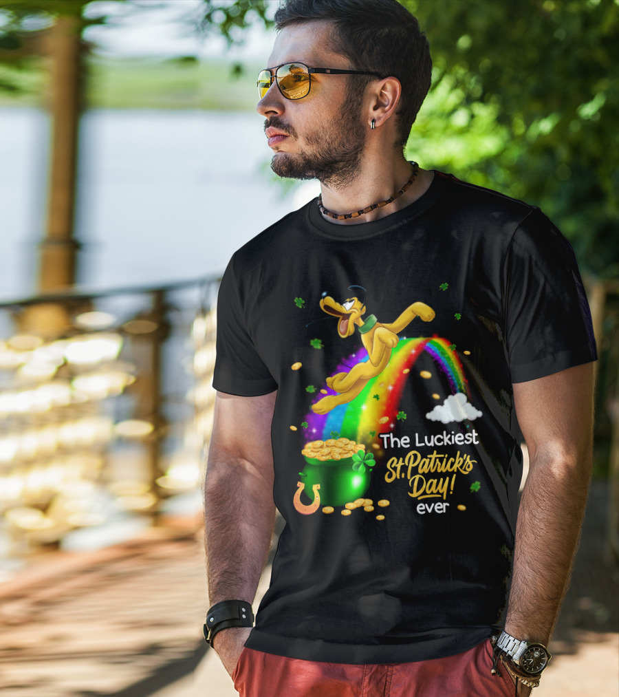The Luckiest St. Patrick's Day Ever Pluto Rainbow Pot Of Gold T-Shirt