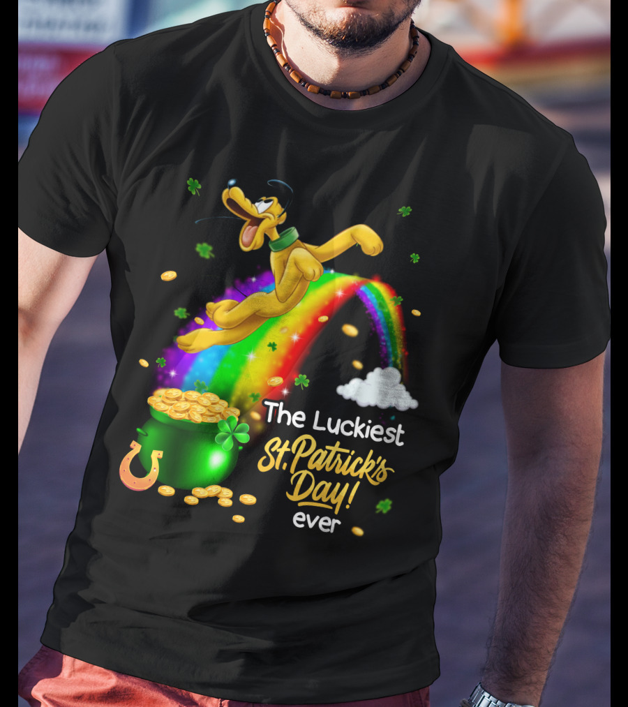 The Luckiest St. Patrick's Day Ever Pluto Rainbow Pot Of Gold T-Shirt