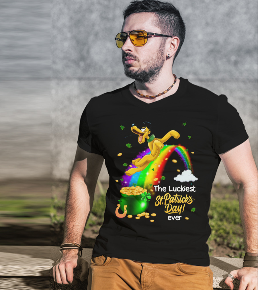 The Luckiest St. Patrick's Day Ever Pluto Rainbow Pot Of Gold T-Shirt