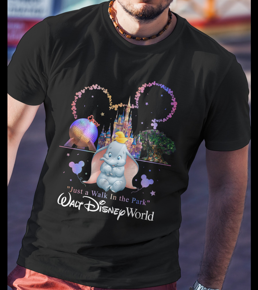 Dumbo Just A Walk In The Park Walt Disney World Epcot Magic Kingdom T-Shirt