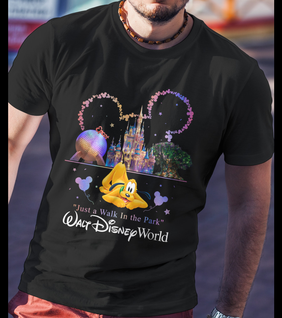 Walt Disney World Just A Walk In The Park Pluto Magic Kingdom Epcot T-Shirt