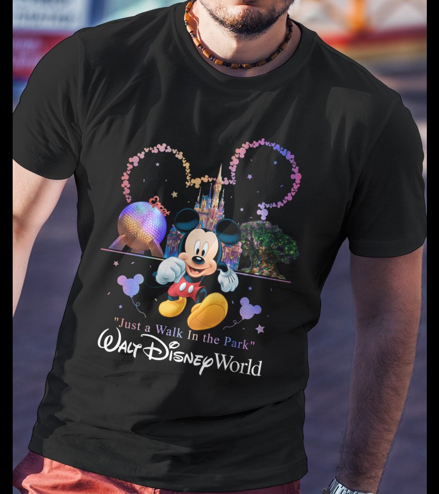 Just A Walk In The Park Walt Disney World Epcot Mickey Mouse T-Shirt