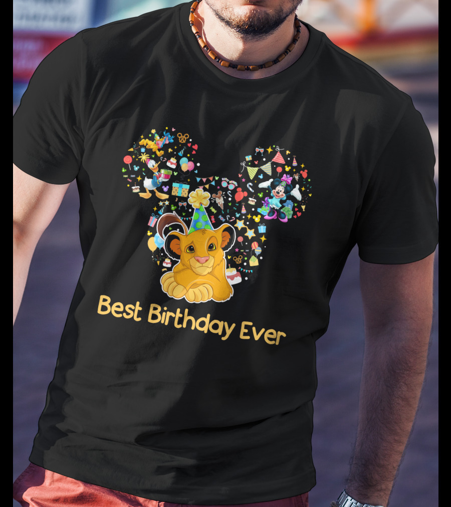 Simba Best Birthday Ever Disney Mickey Mouse Ears Party Hat T-Shirt