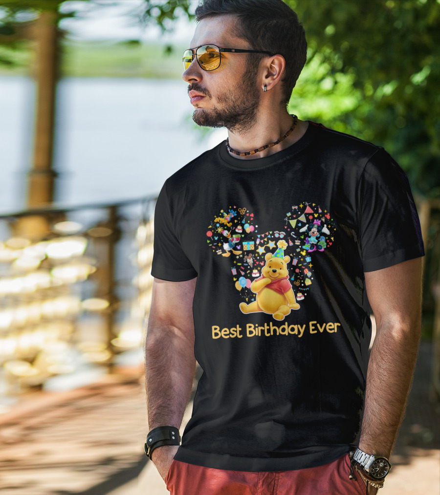 Best Birthday Ever Winnie The Pooh Mickey Ears Celebration T-Shirt