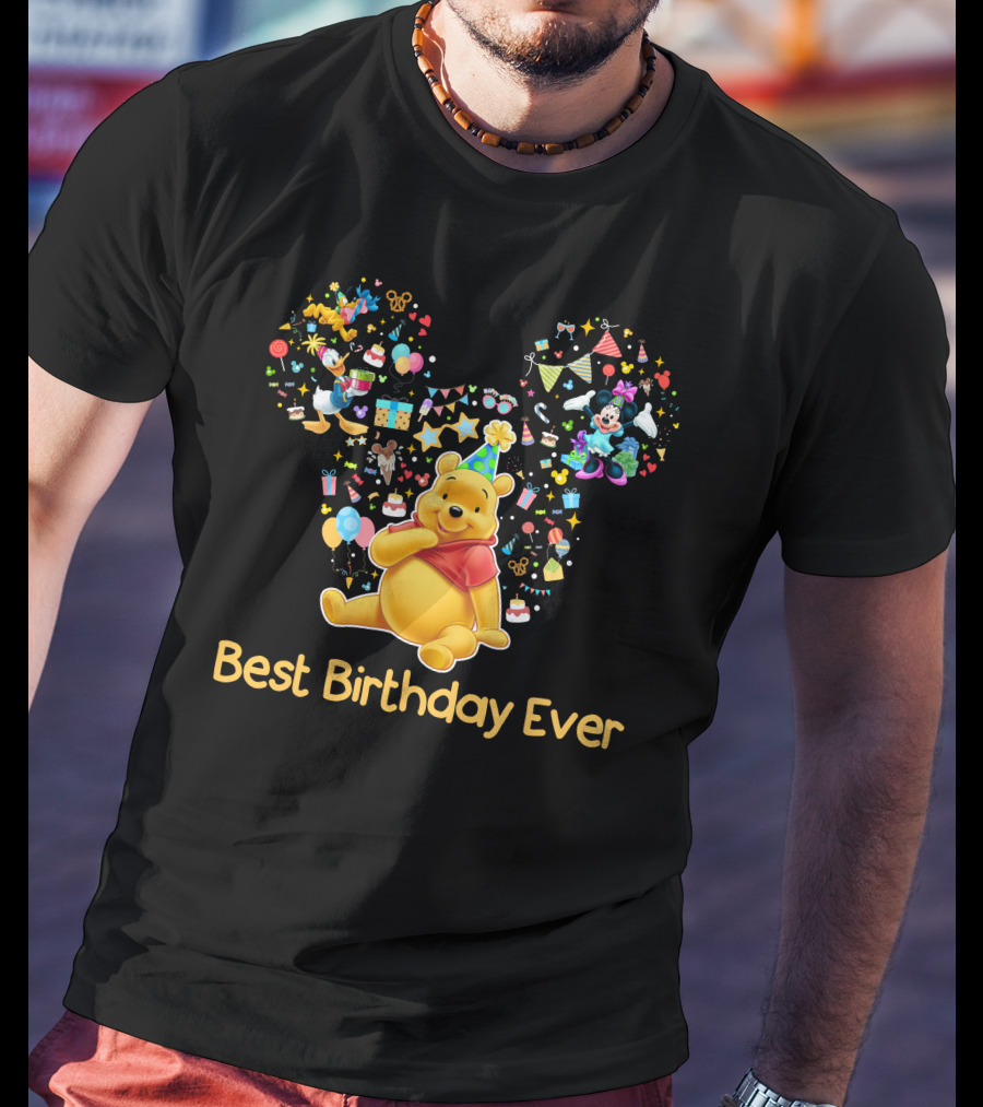 Best Birthday Ever Winnie The Pooh Mickey Ears Celebration T-Shirt