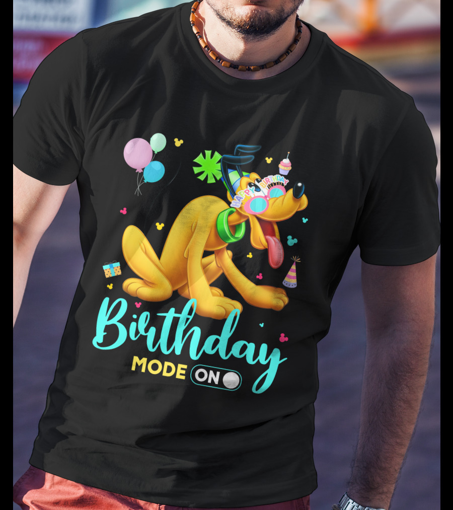 Birthday Mode On Pluto Party Celebration Balloons And Confetti T-Shirt