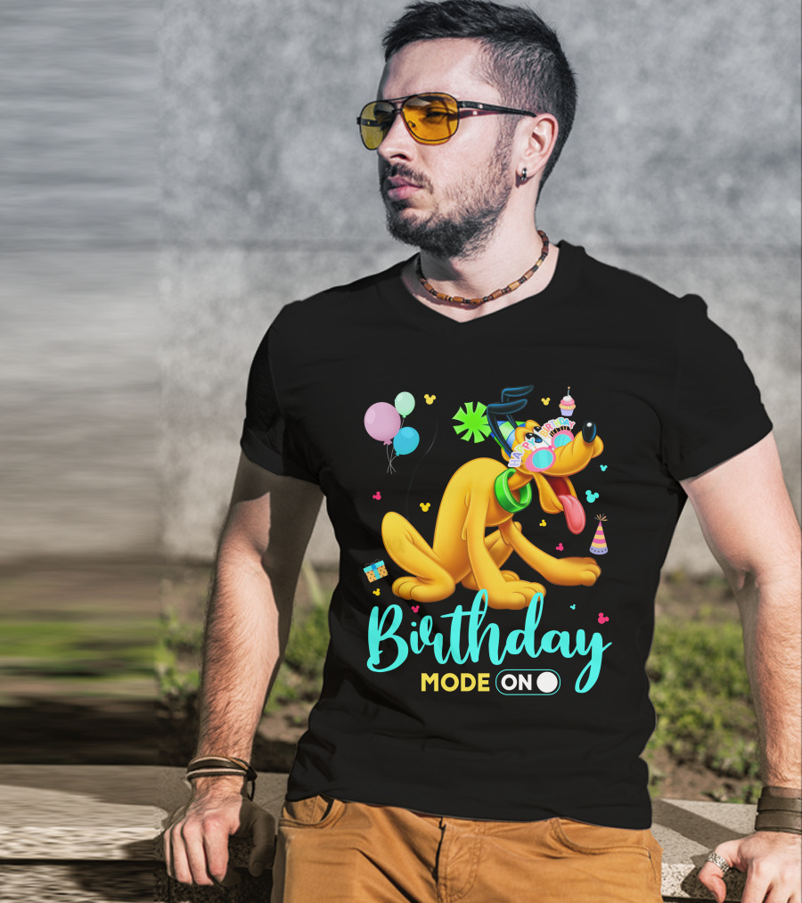 Birthday Mode On Pluto Party Celebration Balloons And Confetti T-Shirt