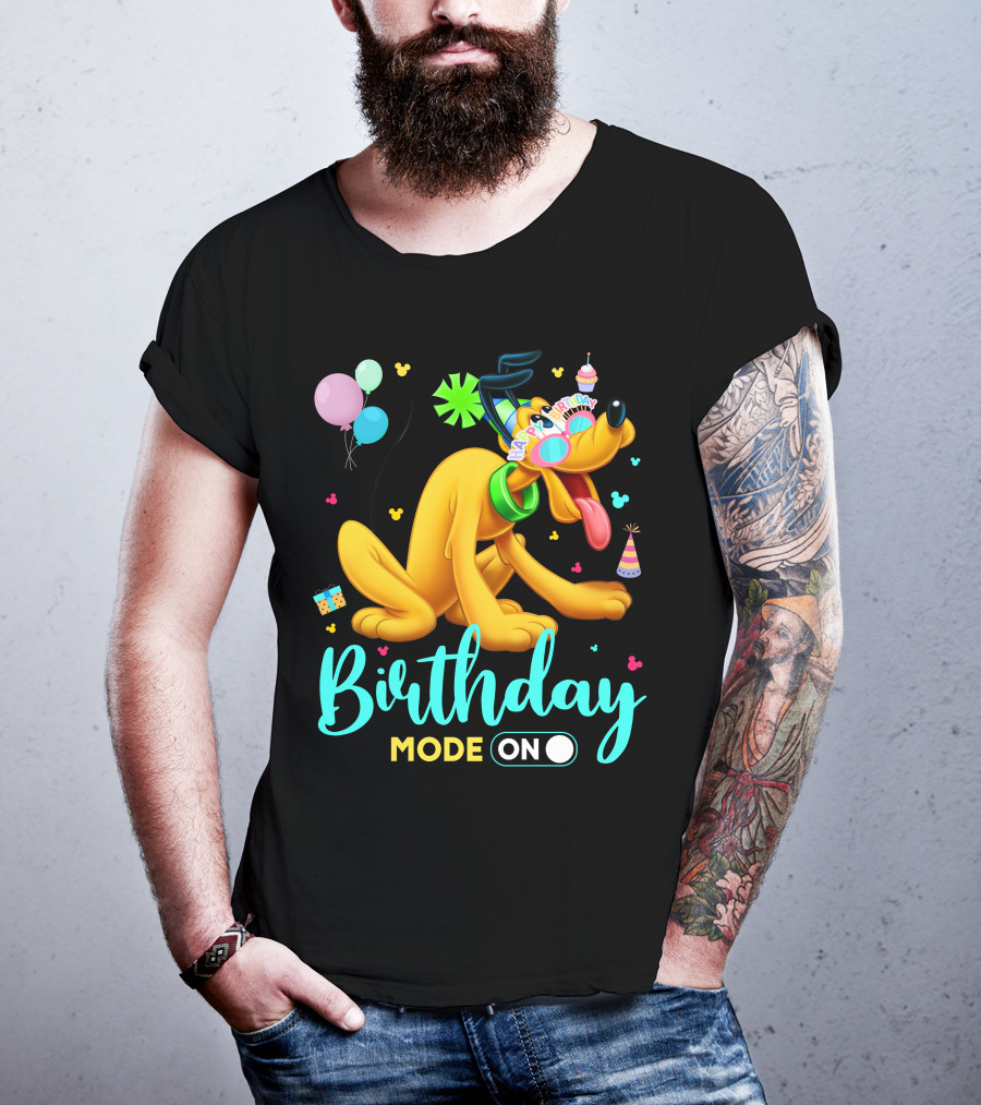 Birthday Mode On Pluto Party Celebration Balloons And Confetti T-Shirt