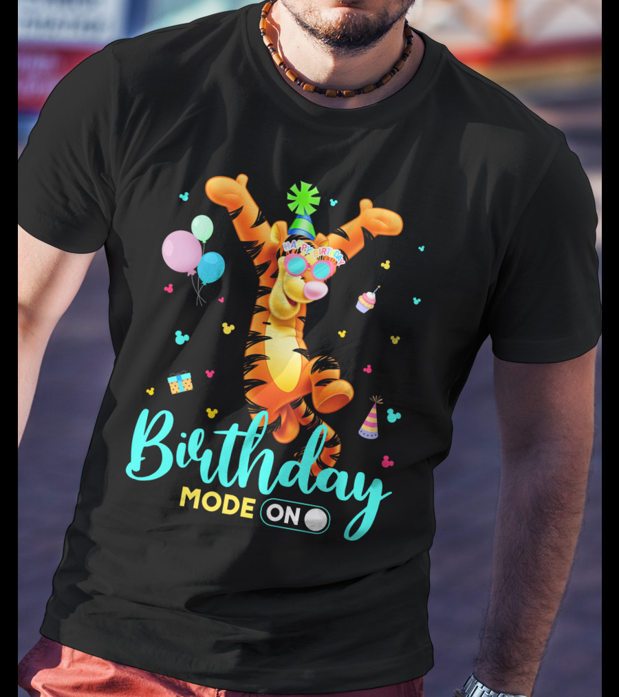 Tigger Birthday Mode On Party Celebration Balloons Cupcake Hat T-Shirt