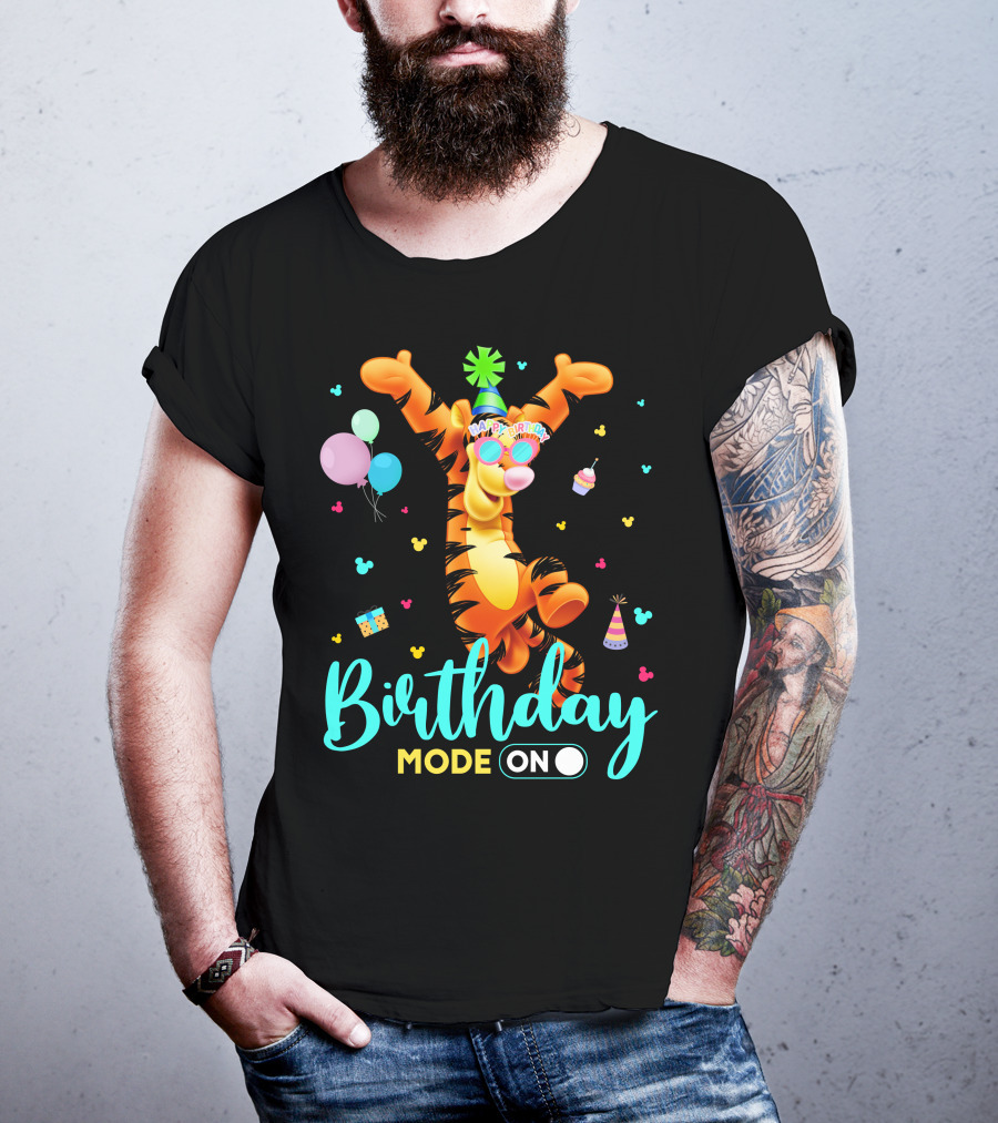 Tigger Birthday Mode On Party Celebration Balloons Cupcake Hat T-Shirt