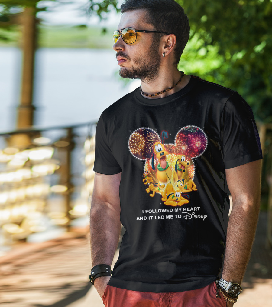 Pluto Fireworks Disney Magic I Followed My Heart T-Shirt