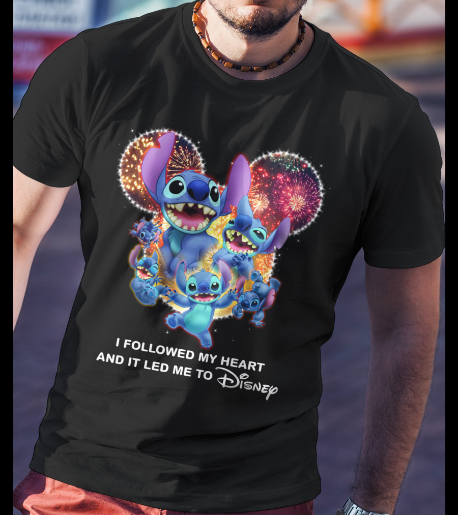 I Followed My Heart And It Led Me To Disney Stitch Fireworks Celebration T-Shirt