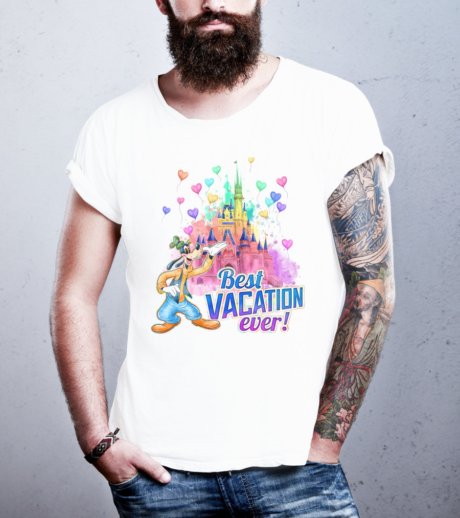 Best Vacation Ever Goofy Disney Castle Balloons T-Shirt