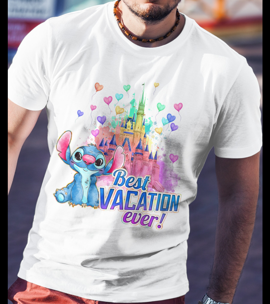 Best Vacation Ever Stitch Castle Balloons T-Shirt