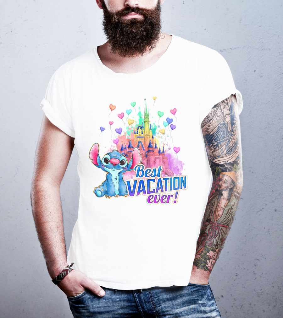 Best Vacation Ever Stitch Castle Balloons T-Shirt