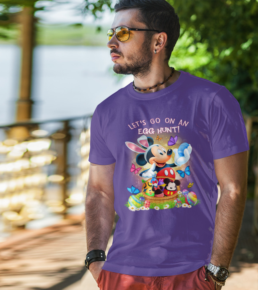 Let's Go On An Egg Hunt Mickey Mouse Easter Basket Butterflies T-Shirt
