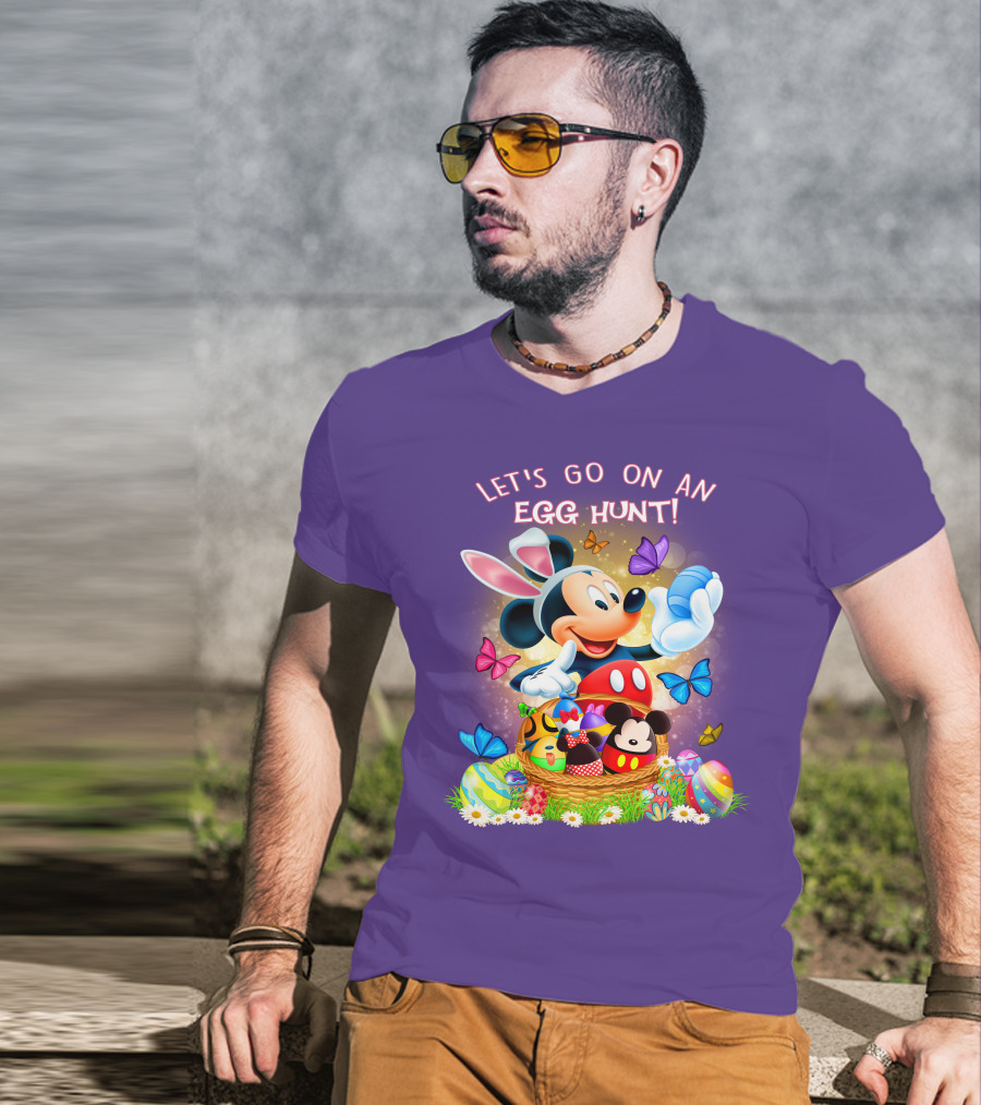 Let's Go On An Egg Hunt Mickey Mouse Easter Basket Butterflies T-Shirt