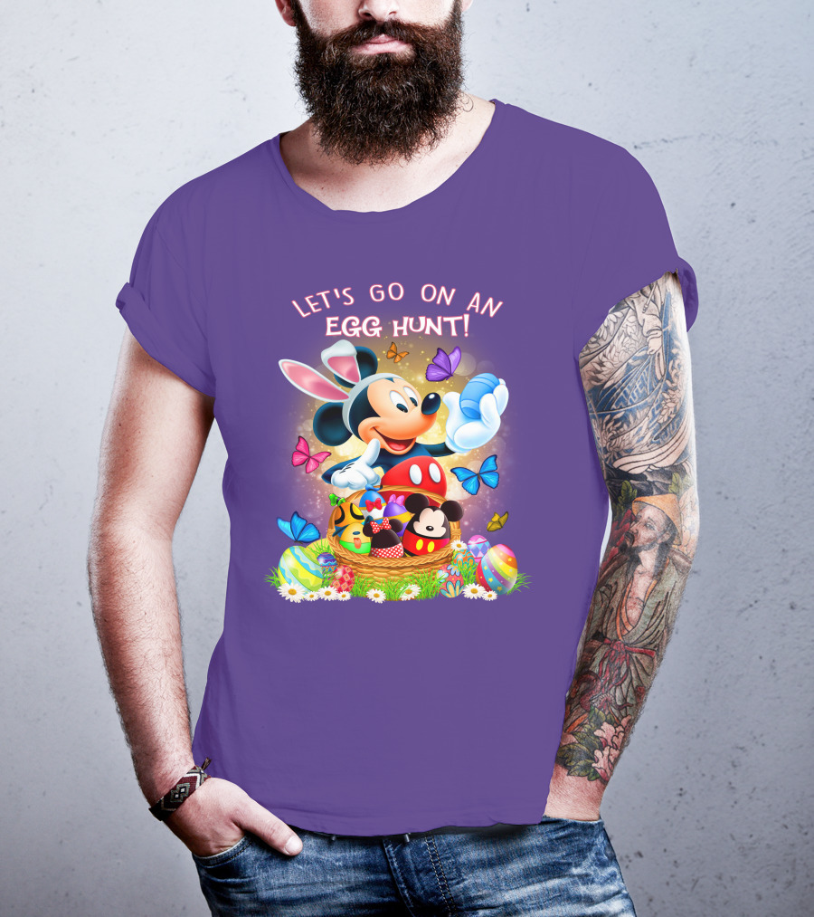 Let's Go On An Egg Hunt Mickey Mouse Easter Basket Butterflies T-Shirt