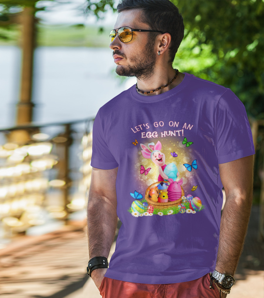 Let's Go On An Egg Hunt Piglet Basket Butterflies Easter T-Shirt