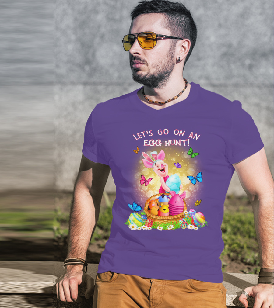Let's Go On An Egg Hunt Piglet Basket Butterflies Easter T-Shirt