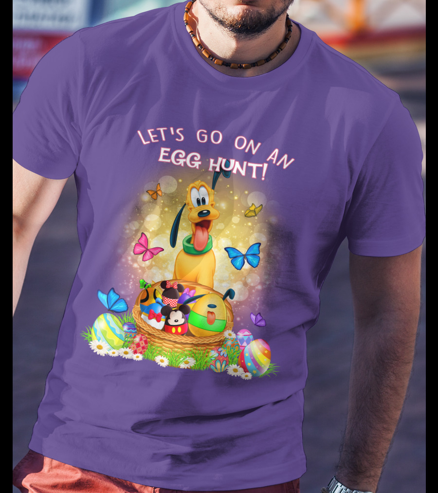 Let's Go On An Egg Hunt Pluto Butterflies Basket Eggs T-Shirt