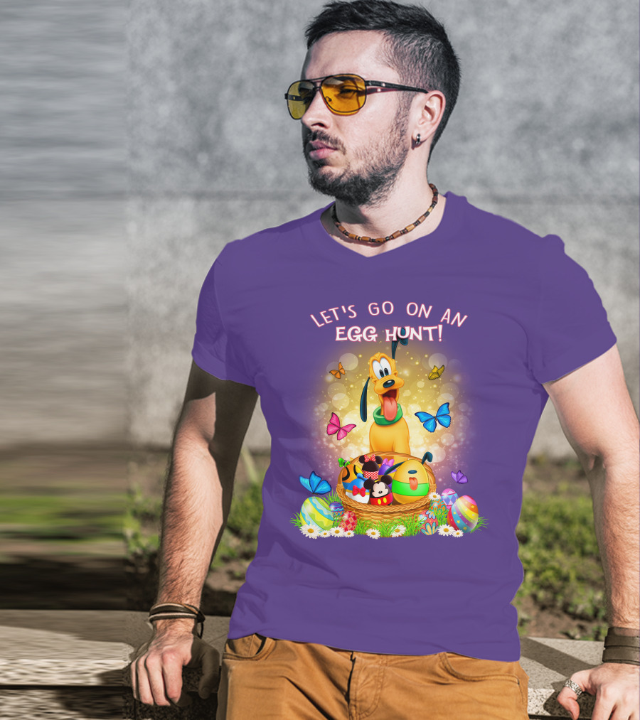 Let's Go On An Egg Hunt Pluto Butterflies Basket Eggs T-Shirt