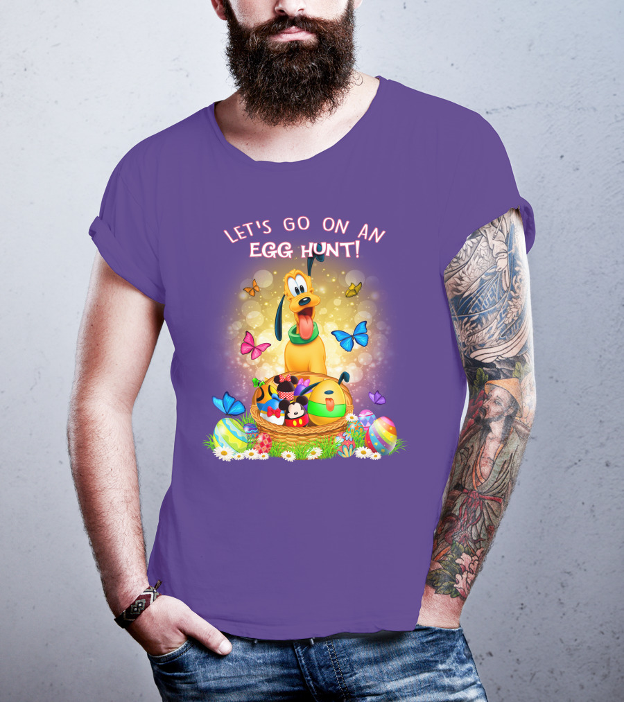 Let's Go On An Egg Hunt Pluto Butterflies Basket Eggs T-Shirt