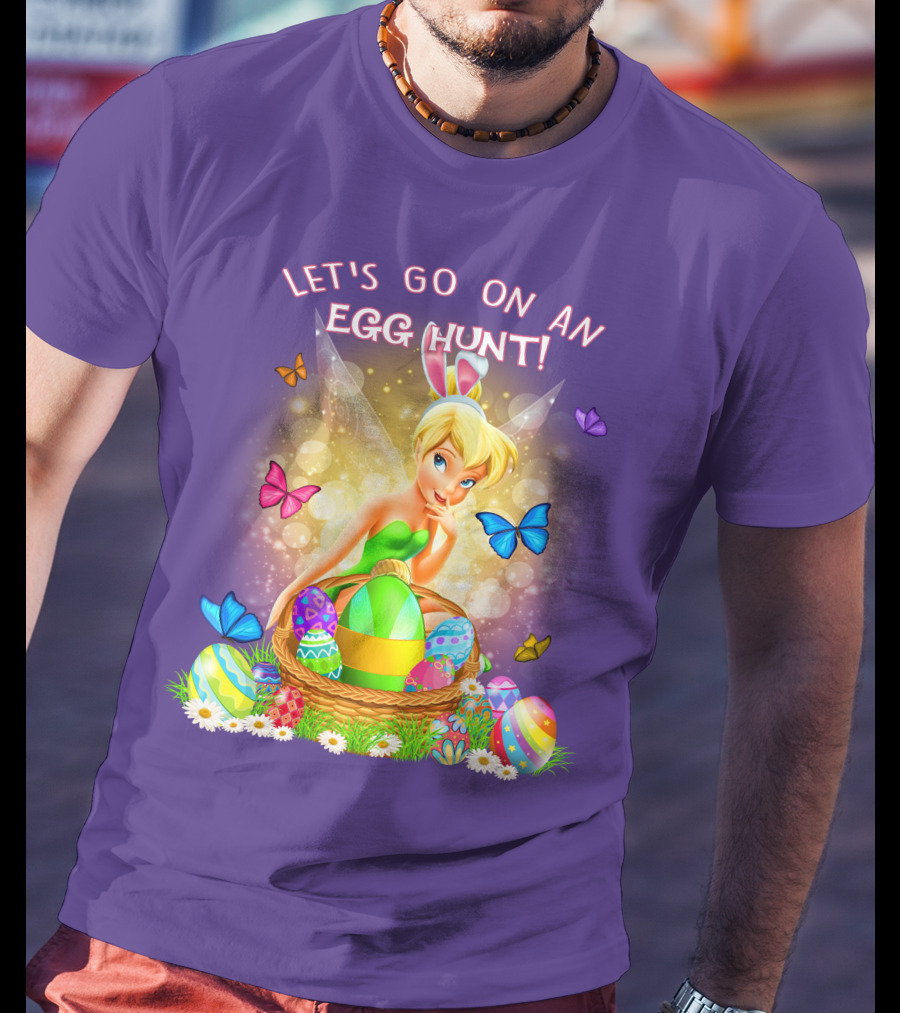 Let's Go On An Egg Hunt Tinkerbell Basket Butterflies T-Shirt