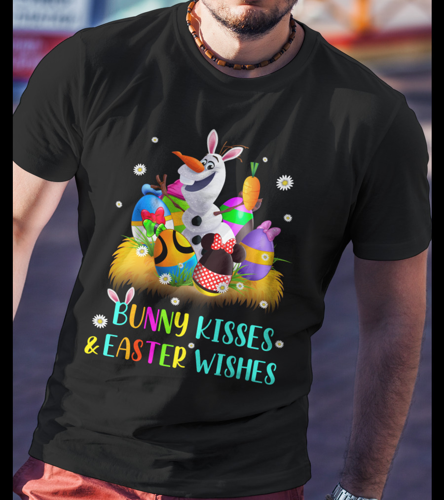 Bunny Kisses & Easter Wishes Olaf With Colorful Eggs And Carrot T-Shirt
