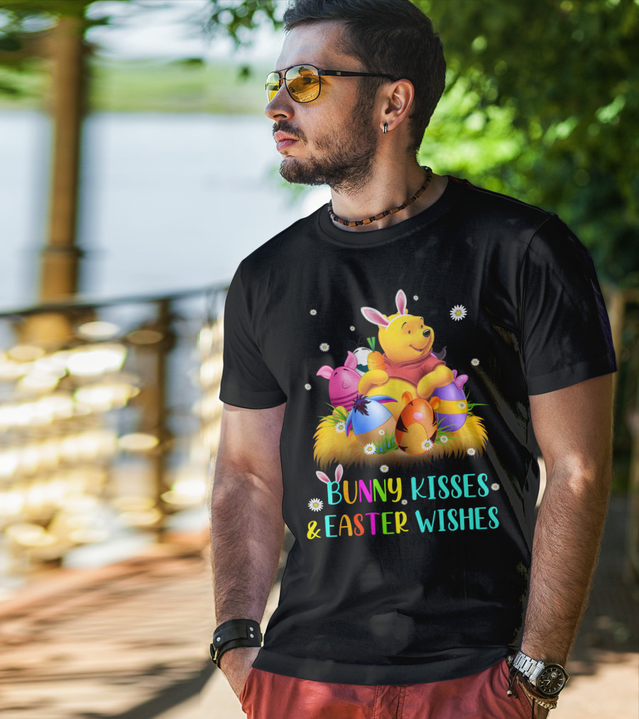 Bunny Kisses & Easter Wishes Pooh Egg Hunt Celebration T-Shirt