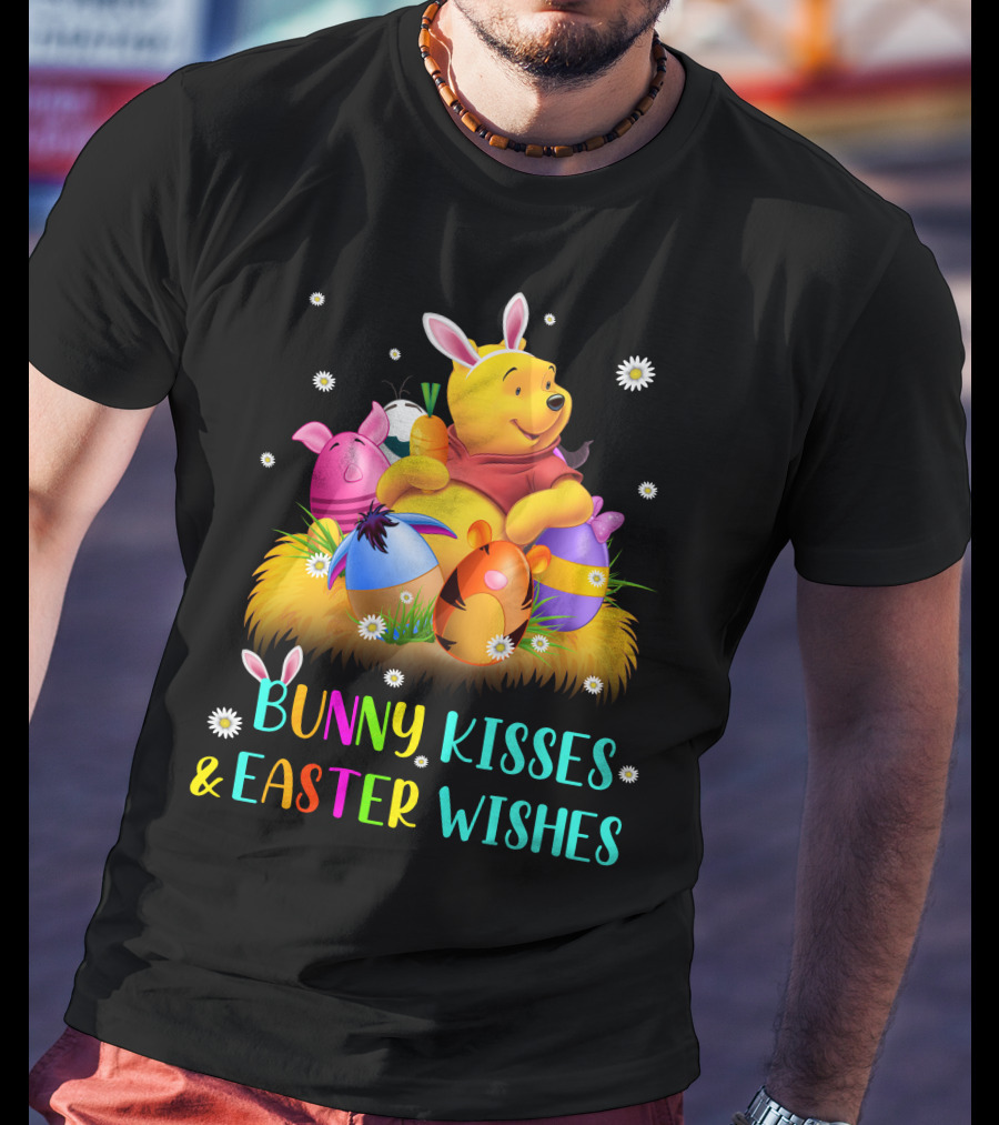 Bunny Kisses & Easter Wishes Pooh Egg Hunt Celebration T-Shirt