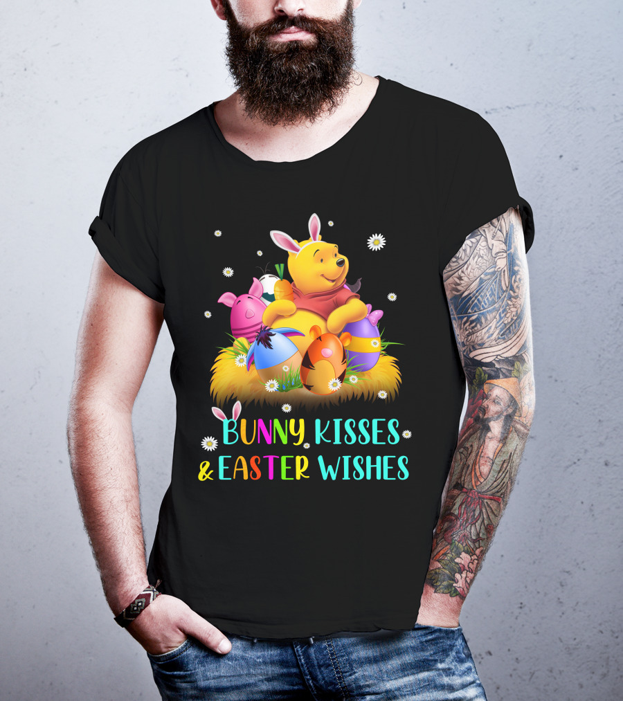Bunny Kisses & Easter Wishes Pooh Egg Hunt Celebration T-Shirt