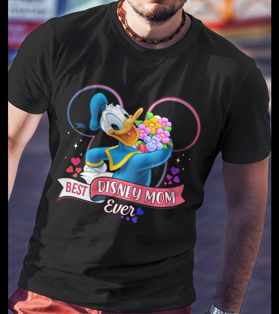 Best Disney Mom Ever Donald Duck With Flowers T-Shirt