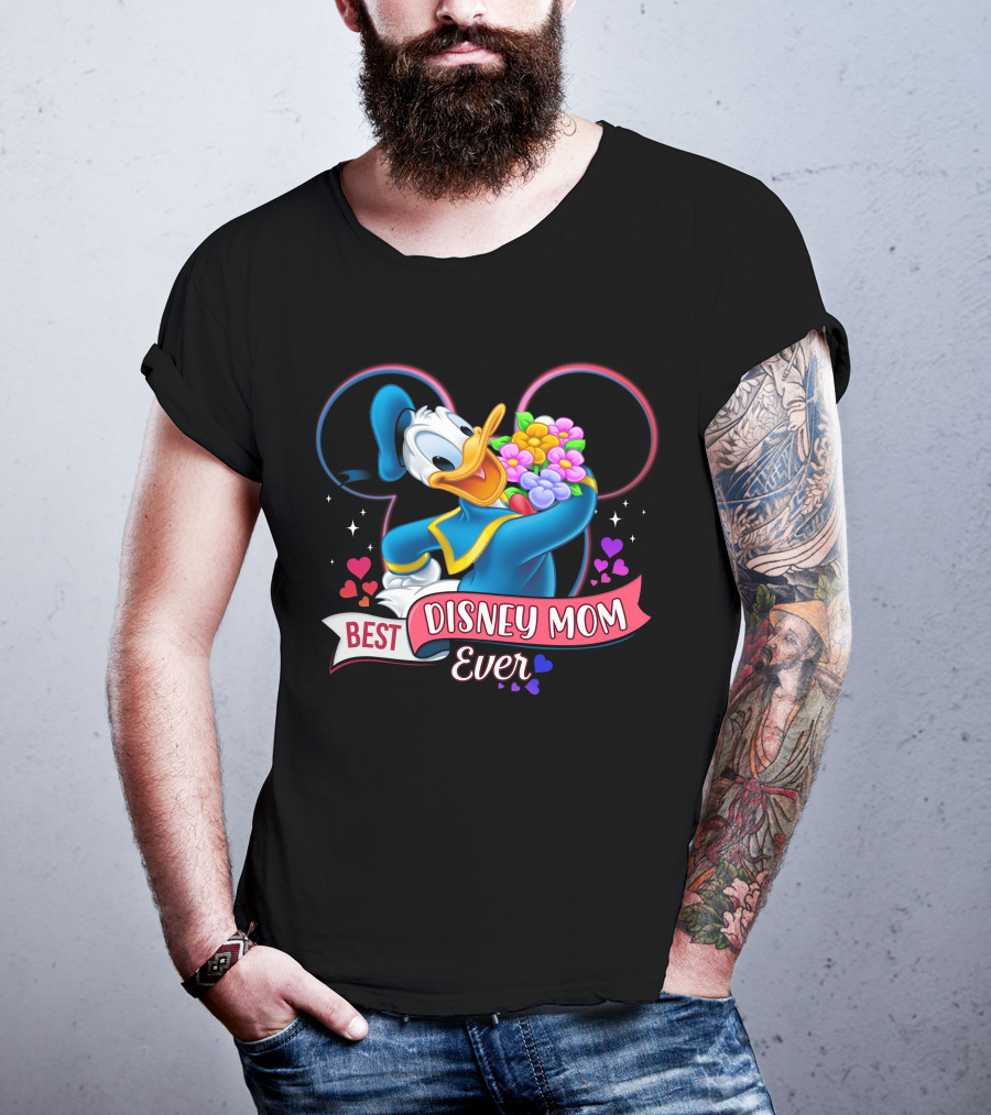 Best Disney Mom Ever Donald Duck With Flowers T-Shirt