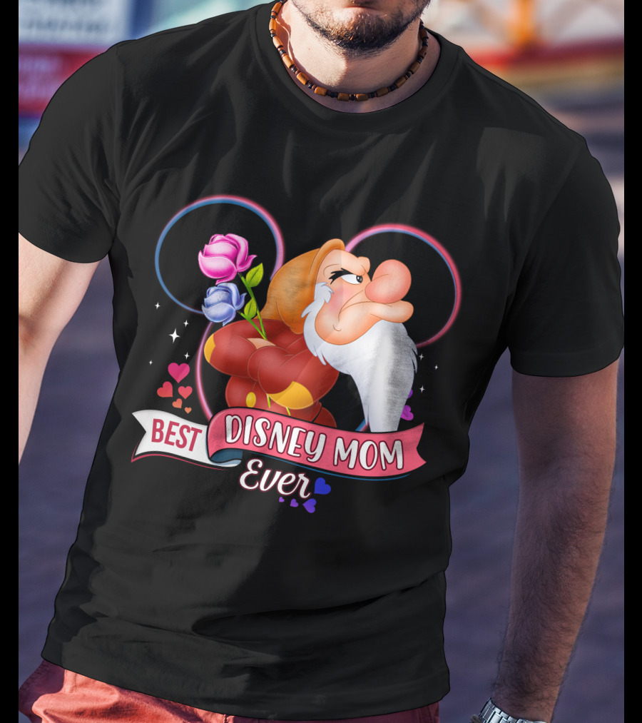 Best Disney Mom Ever Grumpy Roses Hearts Mickey Ears T-Shirt