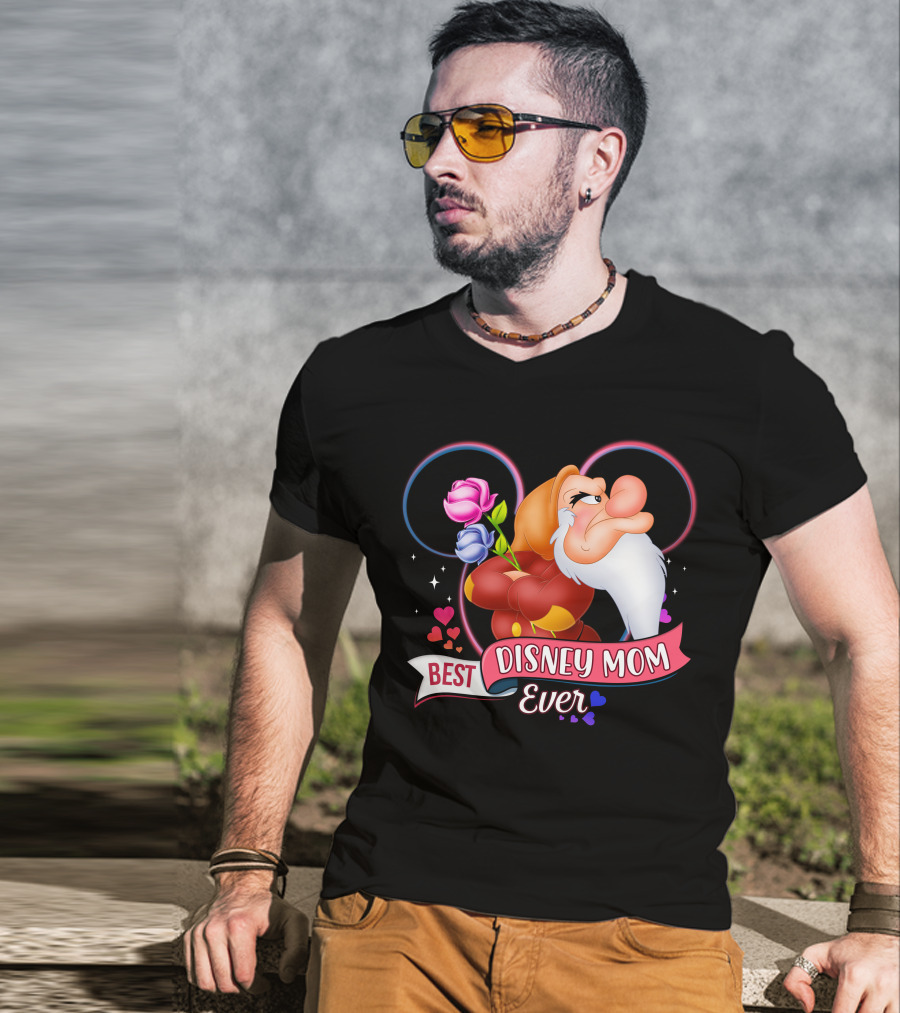 Best Disney Mom Ever Grumpy Roses Hearts Mickey Ears T-Shirt