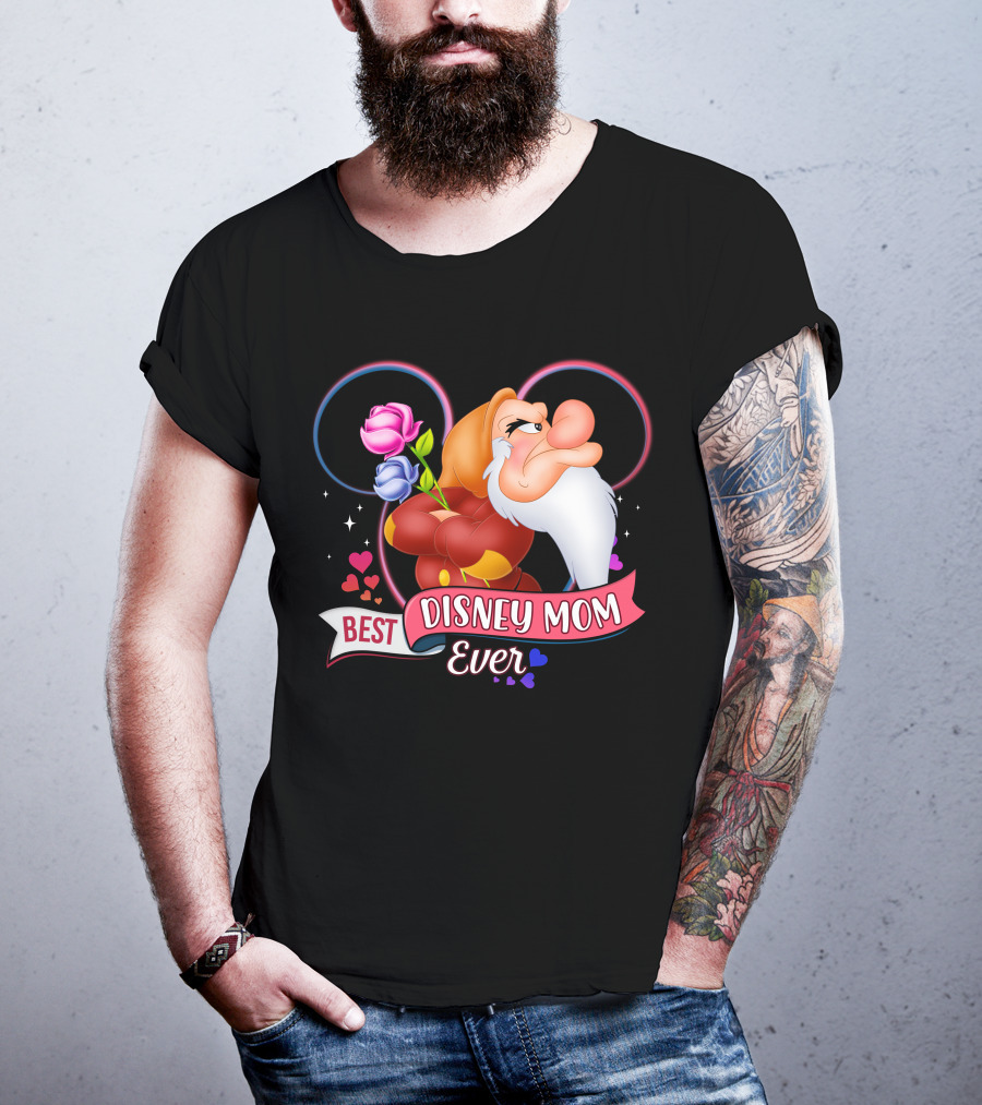 Best Disney Mom Ever Grumpy Roses Hearts Mickey Ears T-Shirt