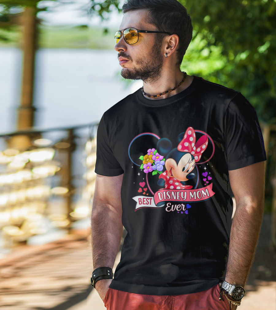 Best Disney Mom Ever Minnie Mouse Flowers Hearts T-Shirt
