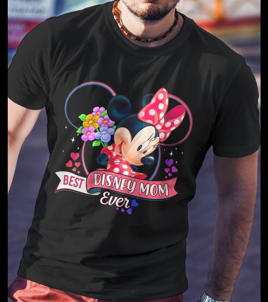 Best Disney Mom Ever Minnie Mouse Flowers Hearts T-Shirt