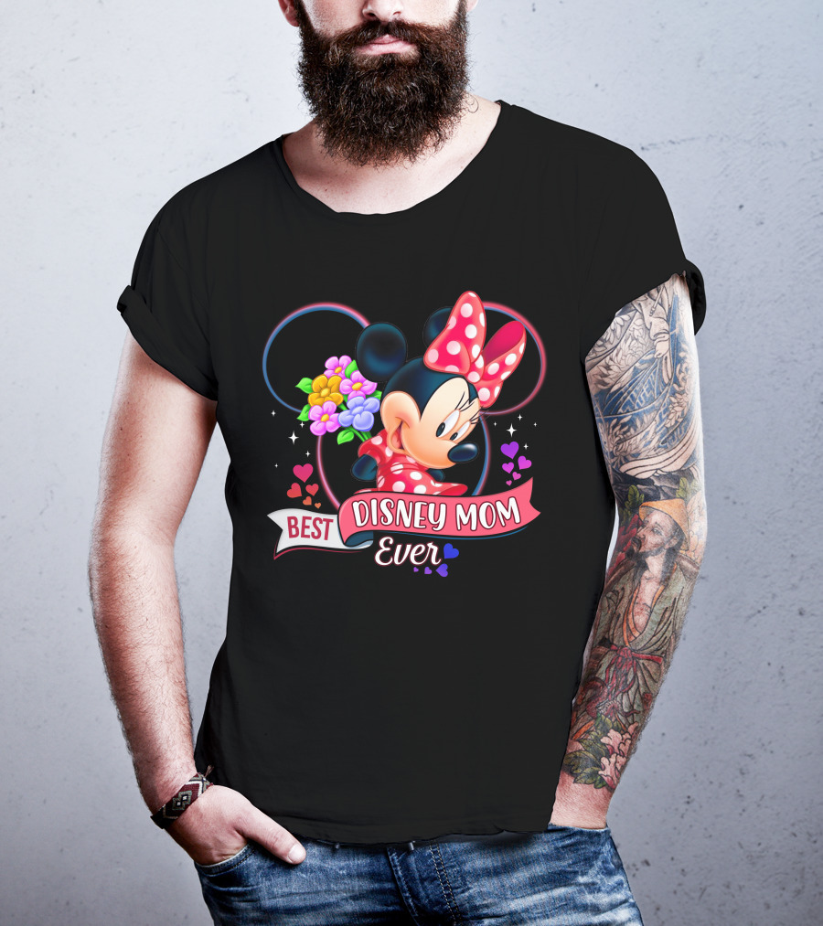 Best Disney Mom Ever Minnie Mouse Flowers Hearts T-Shirt