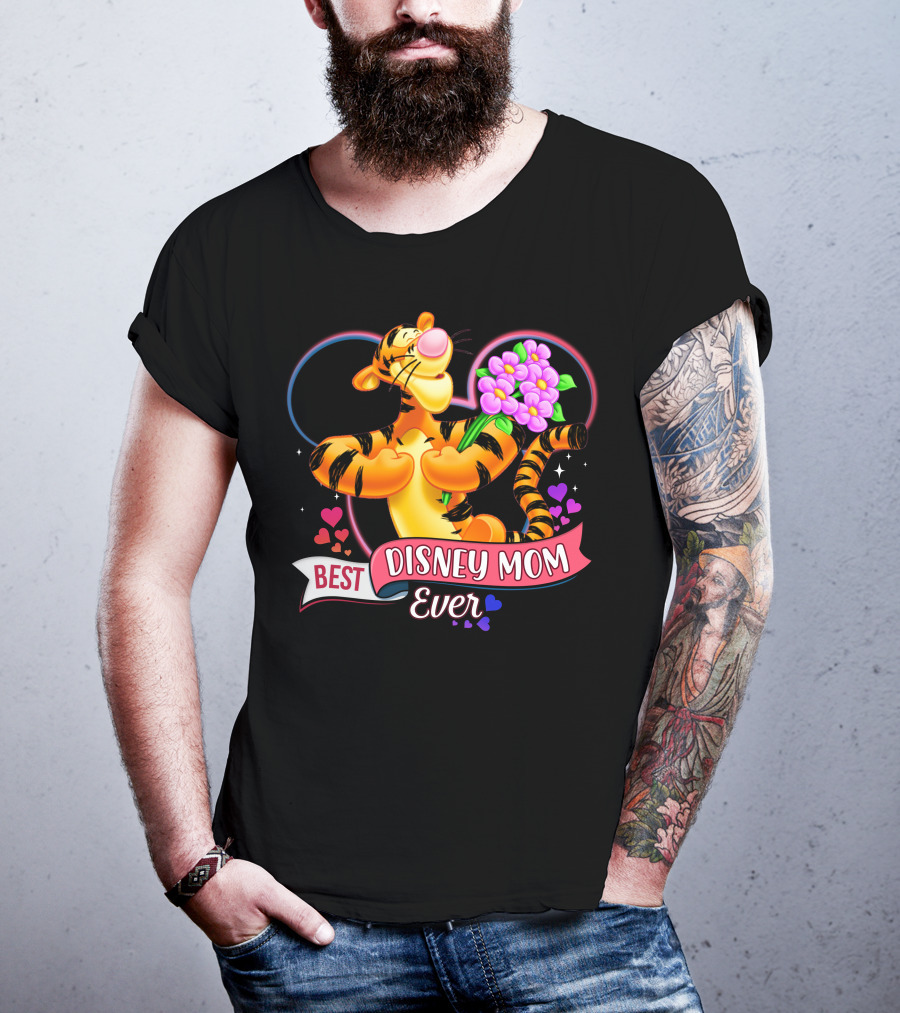 Best Disney Mom Ever Tigger With Heart And Flowers T-Shirt